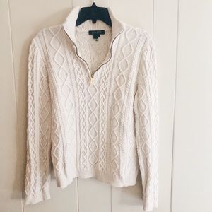 Ralph Lauren Cable Knit Zipper Sweater Size Large
